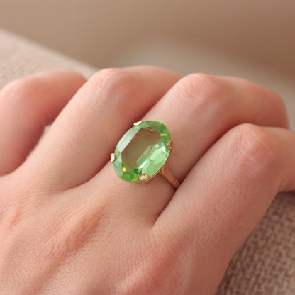vintage vaseline glass cocktail ring