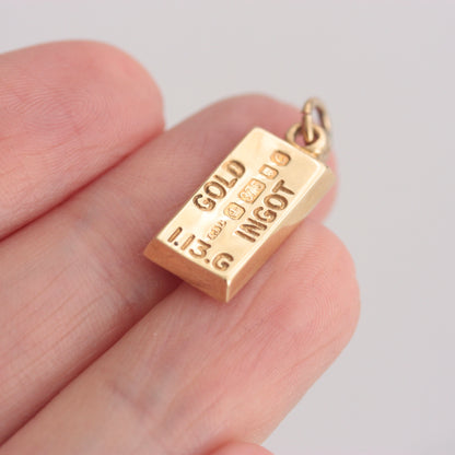 vintage 9ct gold chim ingot charm