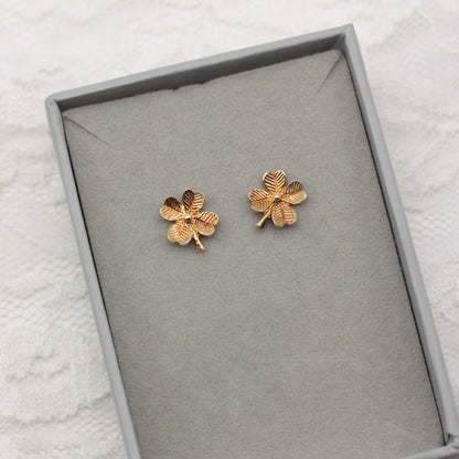 vintage 9ct gold four leaf clover earrings