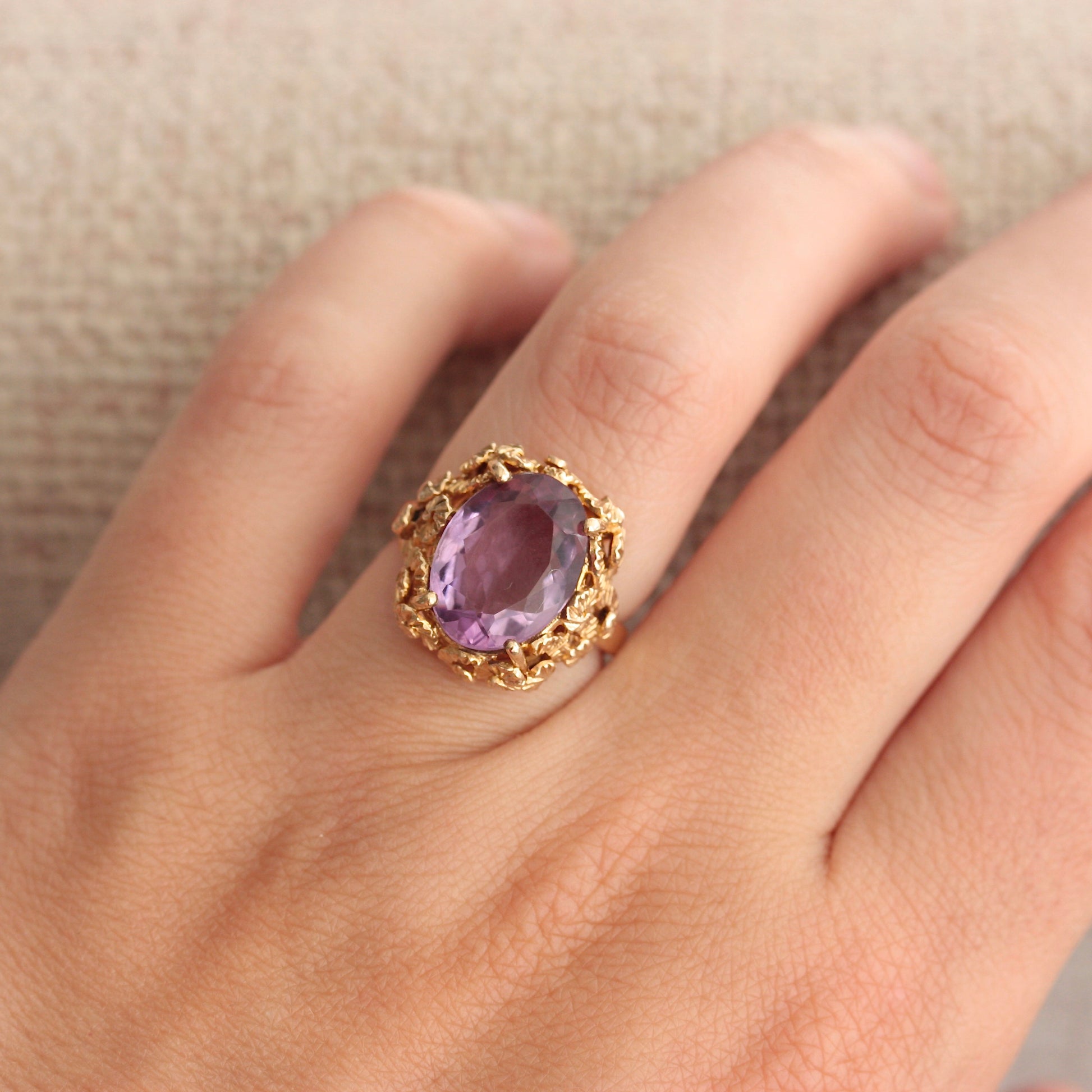 vintage 9ct gold amethyst ring