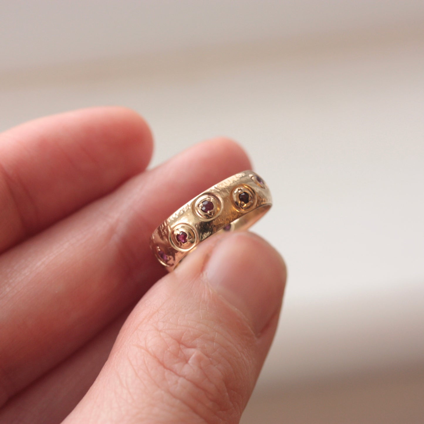 vintage 9ct gold red spinel ring