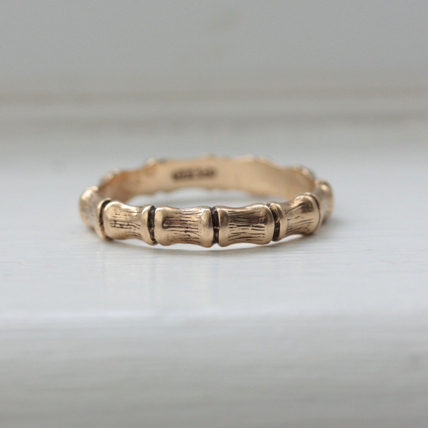 Vintage 9ct Gold Bamboo Ring, 1978