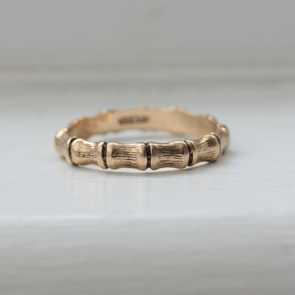 Vintage 9ct Gold Bamboo Ring, 1978