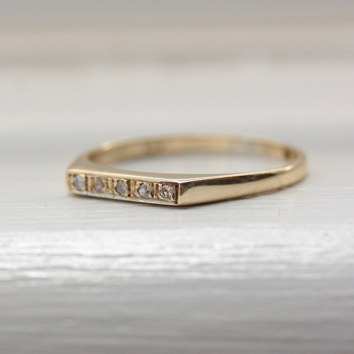 Vintage 9ct Gold Flat Front Diamond Five Stone Ring, 1979