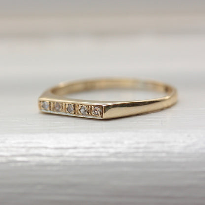 Vintage 9ct Gold Flat Front Diamond Five Stone Ring, 1979