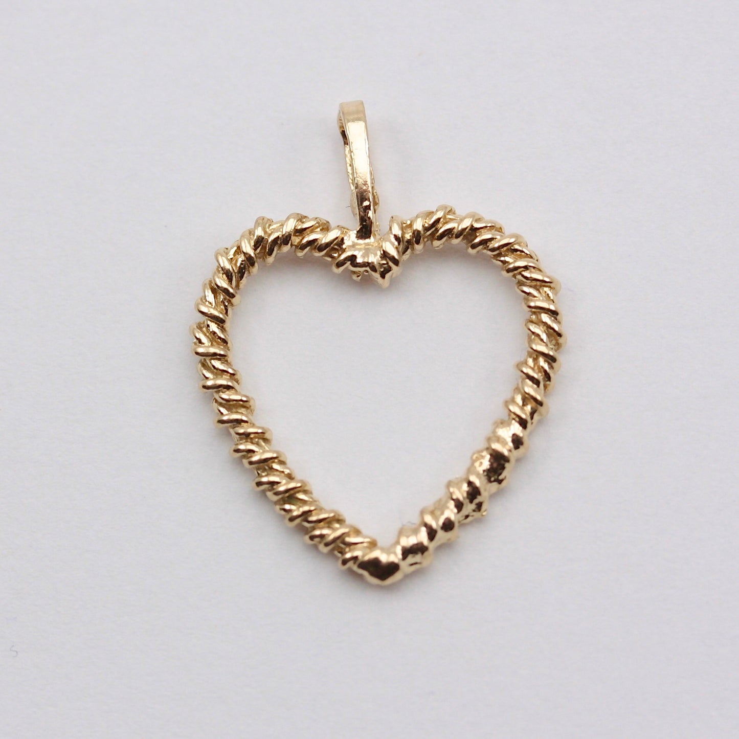 Vintage 9ct Gold Open Rope Twist Heart Pendant, 1979