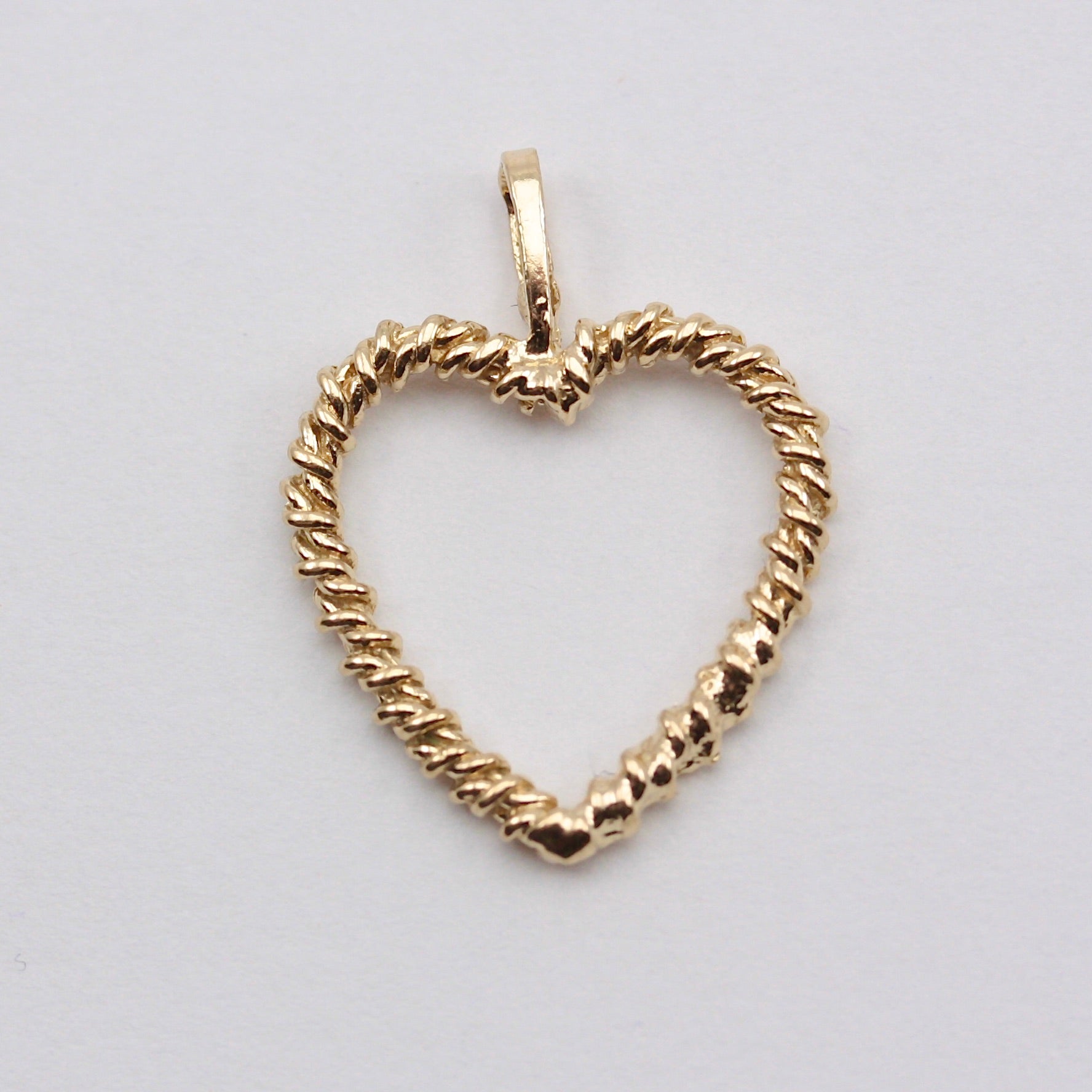 Vintage 9ct Gold Open Rope Twist Heart Pendant, 1979