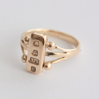 vintage 9ct gold ingot ring