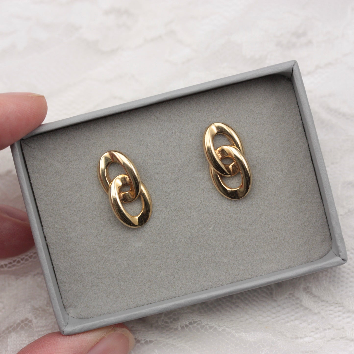vintage curb chain stud earrings