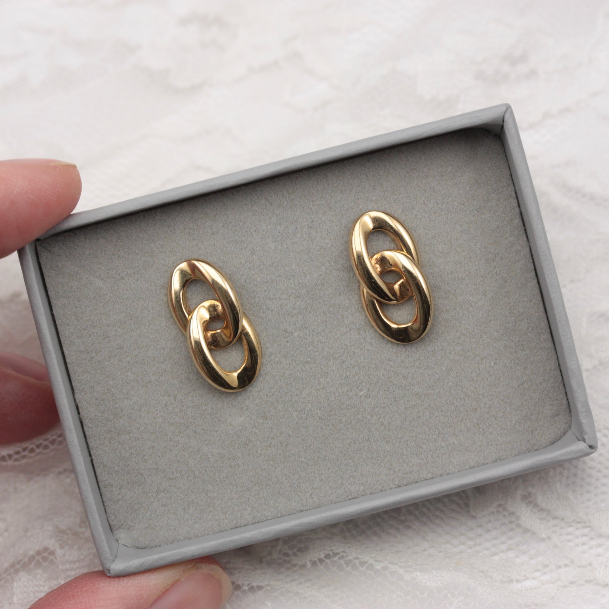 vintage curb chain stud earrings