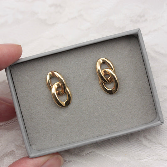 vintage curb chain stud earrings