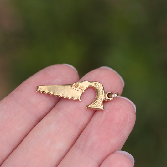 vintage 9ct gold saw charm