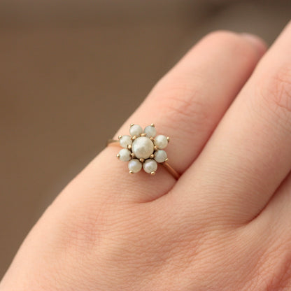 vintage 9ct gold pearl cluster ring