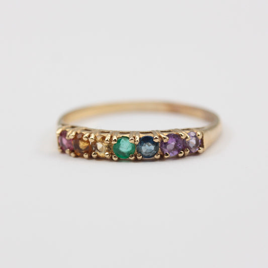 vintage 9ct gold multi gemstone ring
