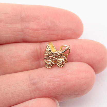 Modern Pre-owned 9ct Gold Baby's Pram Charm