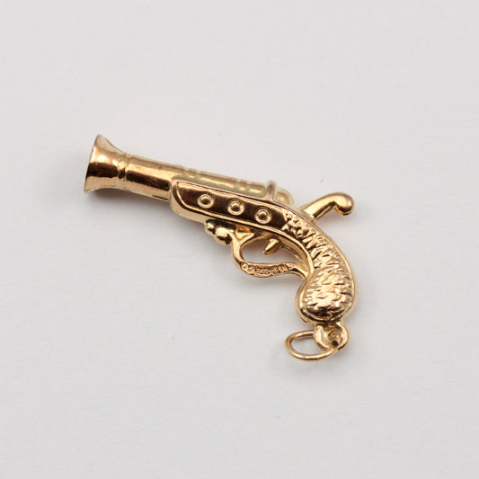 Vintage 9ct Gold Pistol Charm, 1972