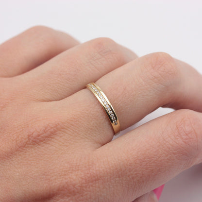 Pre-owned 9ct Gold CZ Half Eternity Ring