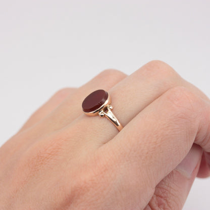 Antique 9ct Gold Carnelian Ring, 1918