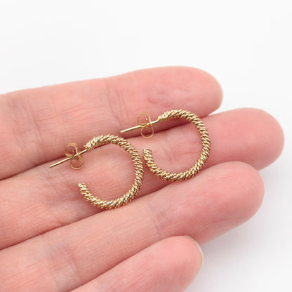 Vintage 9ct Gold Twist 3/4 Hoop Earrings, Small, 1984