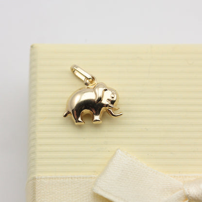 Tiny Puffy 9ct Gold Elephant Charm