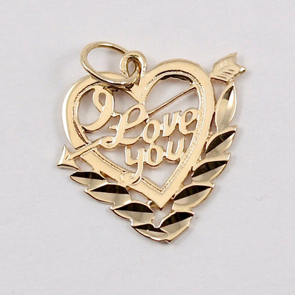 Vintage 'I Love You' Heart and Arrow Pendant