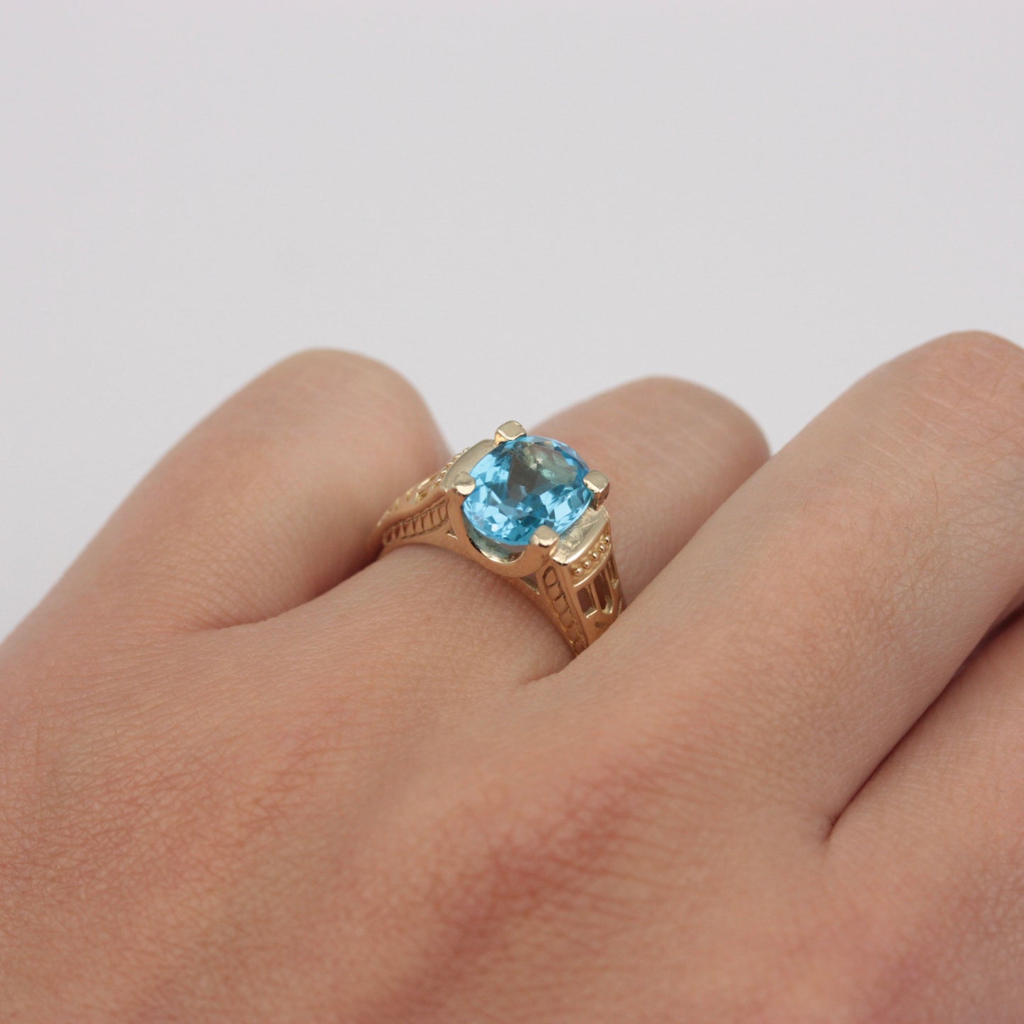 Pre-owned 9ct Gold Swiss Blue Topaz Solitaire Ring, 2006