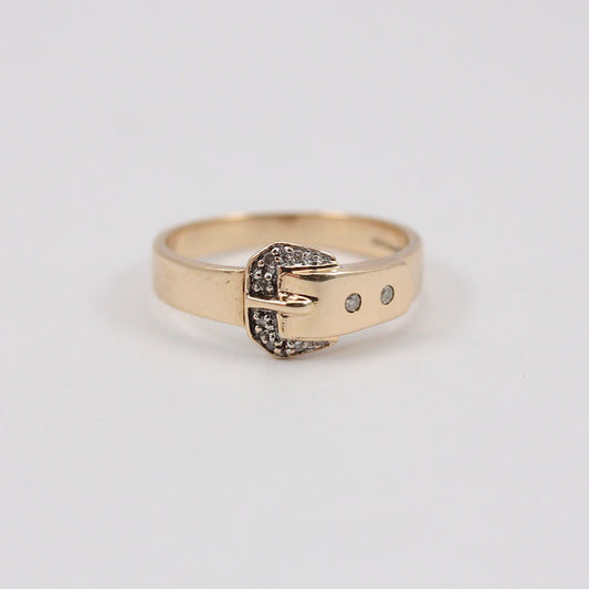 9ct Yellow Gold and Diamond Buckle Ring