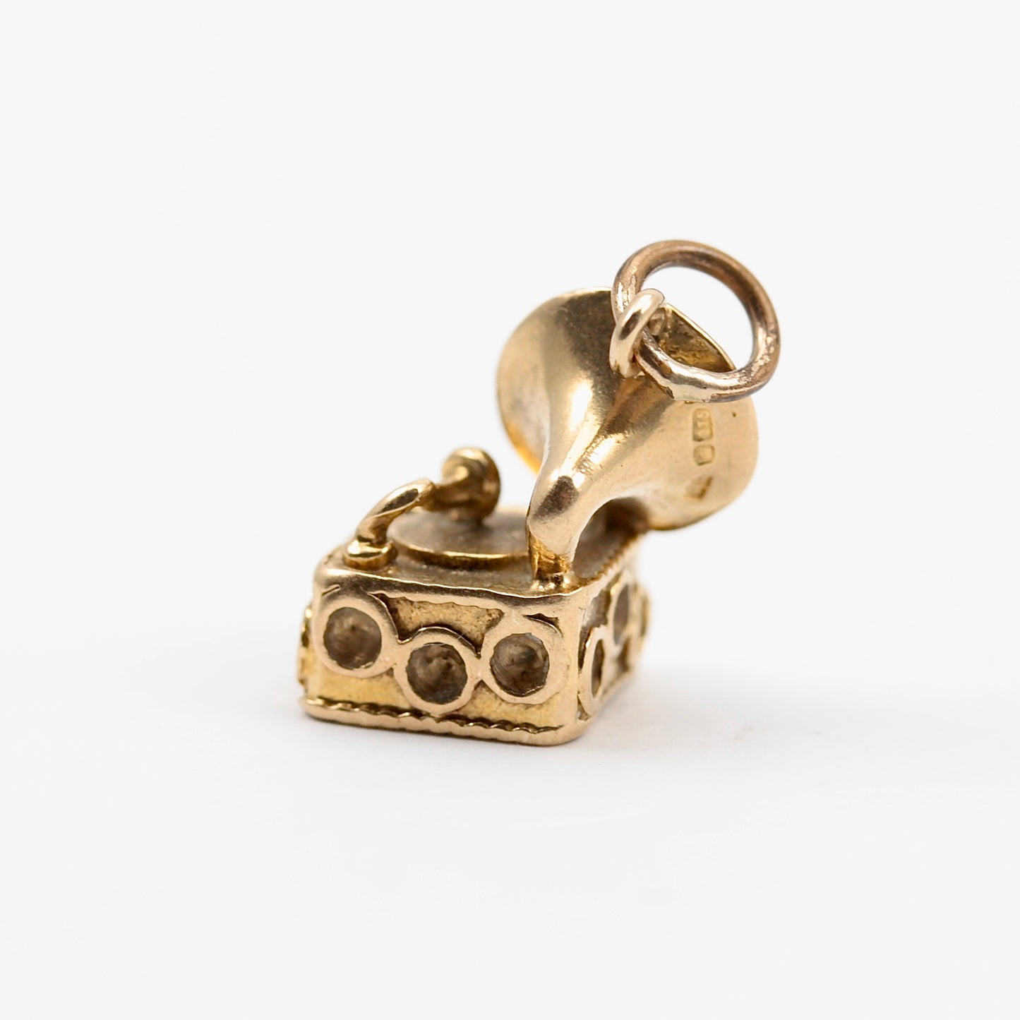 Vintage 9ct Gold Gramophone Charm, 1975