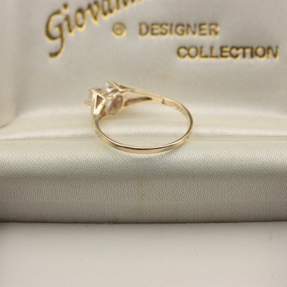 Late Vintage 9ct Gold and Cubic Zirconia Heart Ring
