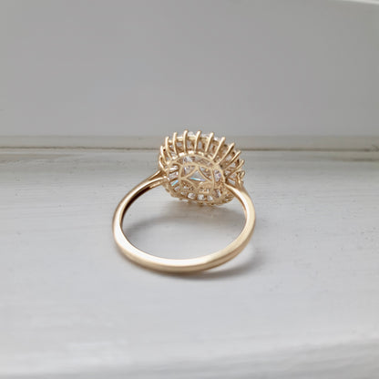 Modern Pre-owned 9ct Gold Cubic Zirconia Halo Cluster Ring