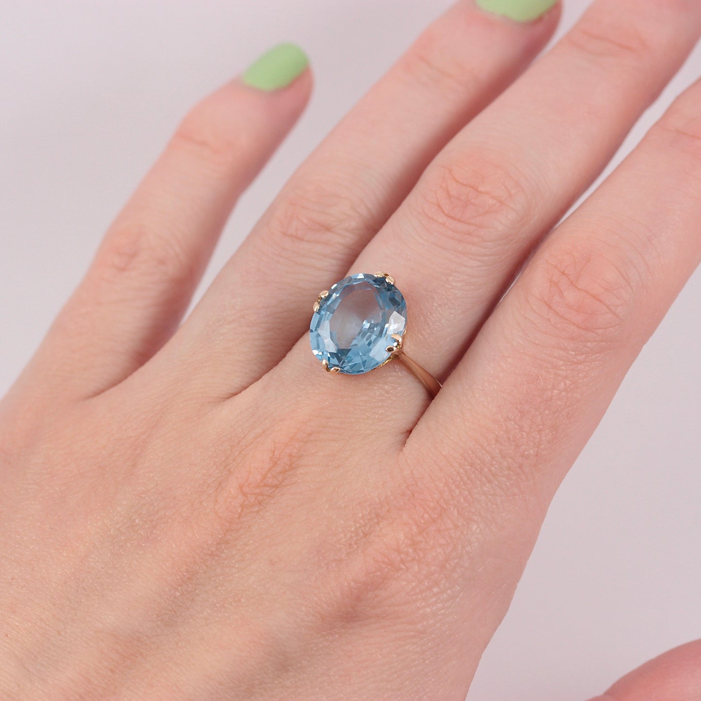 Vintage 9ct Gold Blue Topaz Cocktail Ring, 1967