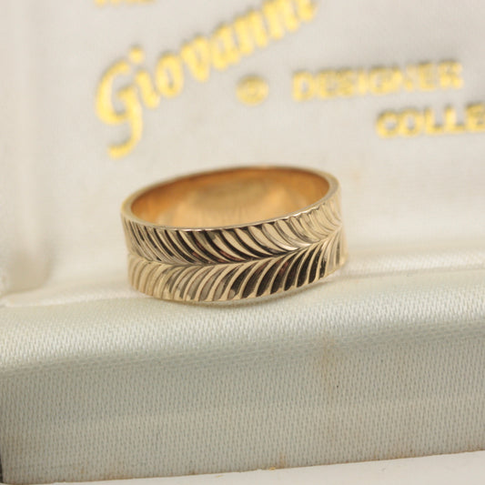 Vintage 9ct Gold Textured Band Ring, 1968
