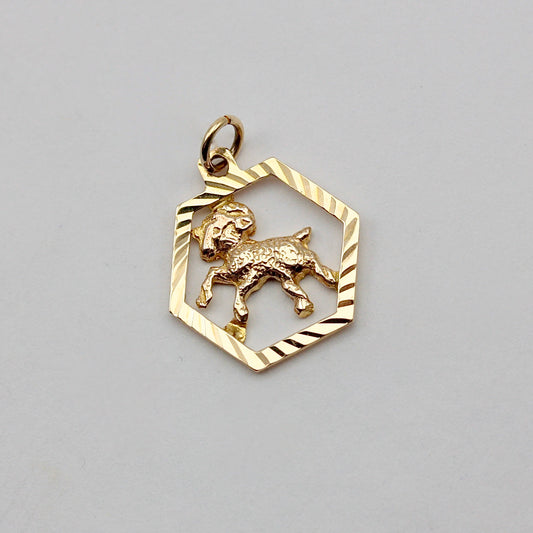 vintage 9ct gold zodiac pendant