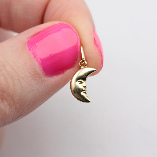 Tiny 9ct Gold Man in the Moon Charm 