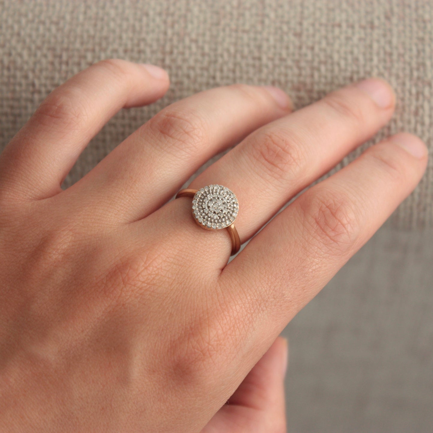 Pre-owned 9ct Yellow Gold and Diamond Target Ring