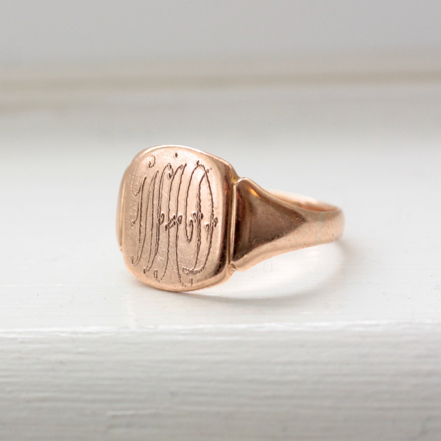 Early Vintage 9ct Gold Monogram Signet Ring, 1926