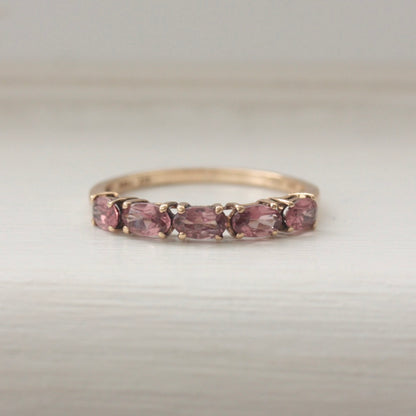 Pre-owned 9ct Gold Pink Gem 5 Stone Ring, 2015