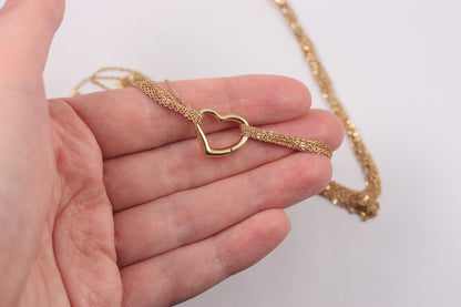 Vintage 9ct Gold Heart Multi Strand Necklace, c1980s