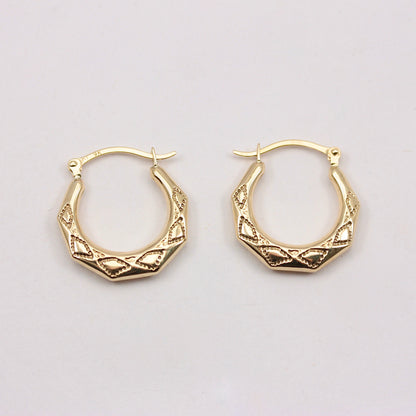 pre-owned 9ct yellow gold angled hoop earrings