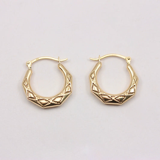 pre-owned 9ct yellow gold angled hoop earrings