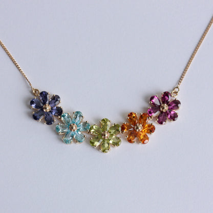 colourful gemstone flower necklace