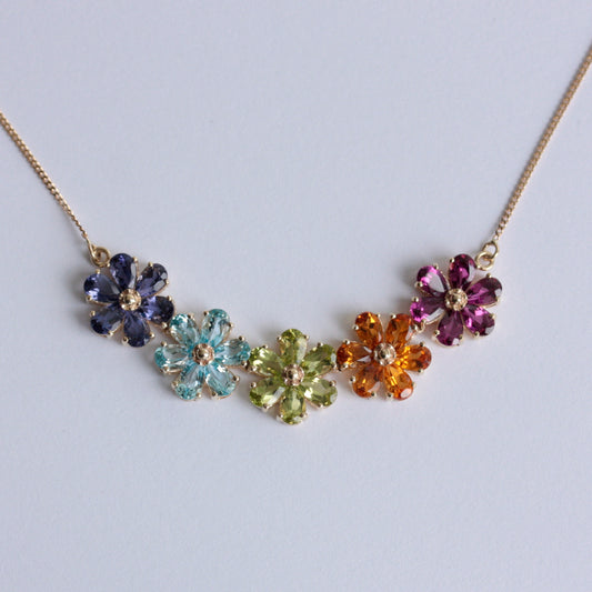colourful gemstone flower necklace