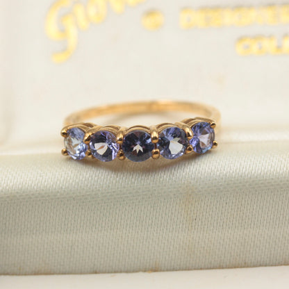 Pre-owned 9ct Gold Tanzanite 5 Stone Ring