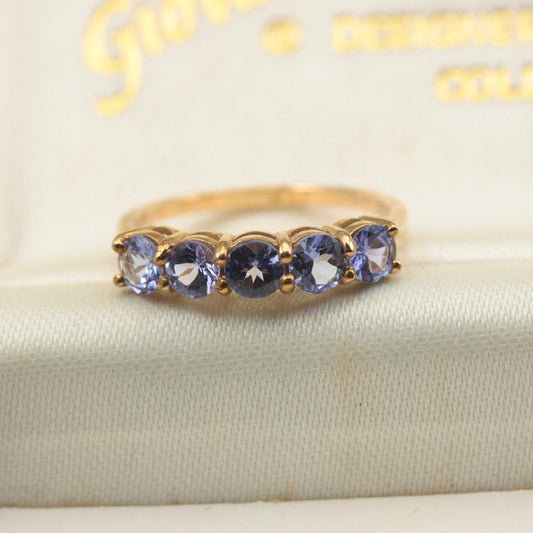 Pre-owned 9ct Gold Tanzanite 5 Stone Ring