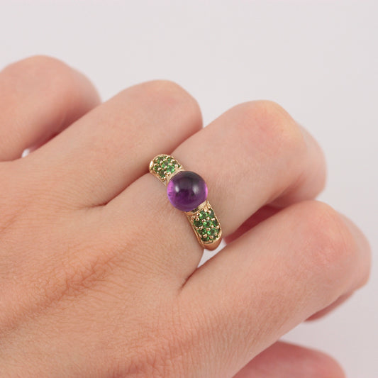 sundays chaild 9ct gold amethyst tsavorite garnet ring