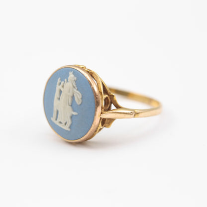 Vintage 9ct Gold Wedgwood Jasperware Ring, 1972