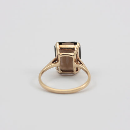 Vintage 9ct Gold Smoky Quartz Cocktail Ring, 1966