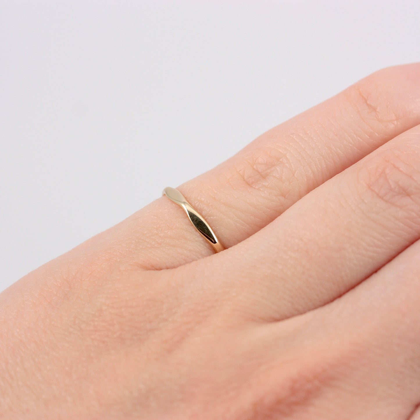 Vintage 9ct Gold Slim Angled Stacking Ring, c1950s