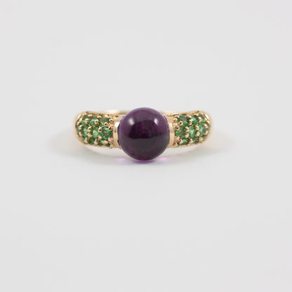 Pre-owned 9ct Gold Amethyst and Tsavorite Garnet Ring, Sunday's Child