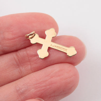 Vintage 9ct Gold Small Cross Pendant, 1966